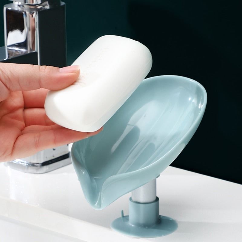 Leaf Shape Soap Box Drain Soap Holder Box Bathroom Shower Soap Holder sponge Sto