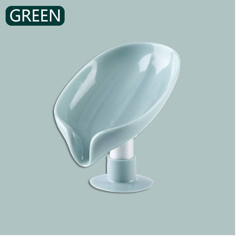 Leaf Shape Soap Box Drain Soap Holder Box Bathroom Shower Soap Holder sponge Sto