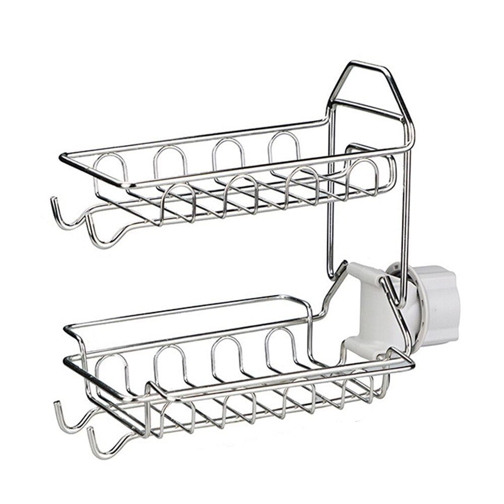 Kitchen Sink Storage Rack Kitchen Faucet Drain Shelf Sponge Dishcloth Towel Hold