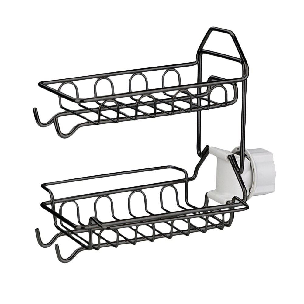 Kitchen Sink Storage Rack Kitchen Faucet Drain Shelf Sponge Dishcloth Towel Hold