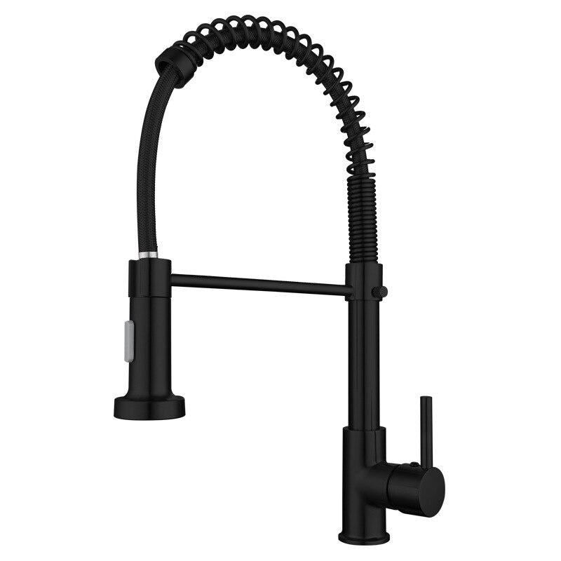 Kitchen Sink Faucet Spring Hot Cold Water Tap Deck Mounted Bathroom Matte Black