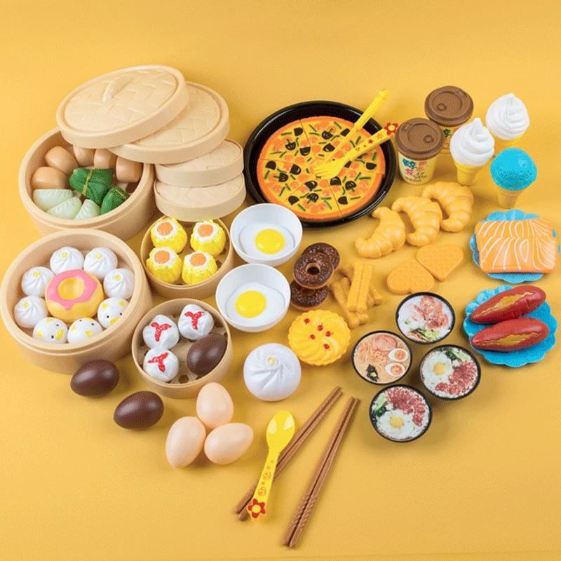 Pretend Cook Play Kitchen Toys Breakfast Children Mini Kitchen Simulation Utens