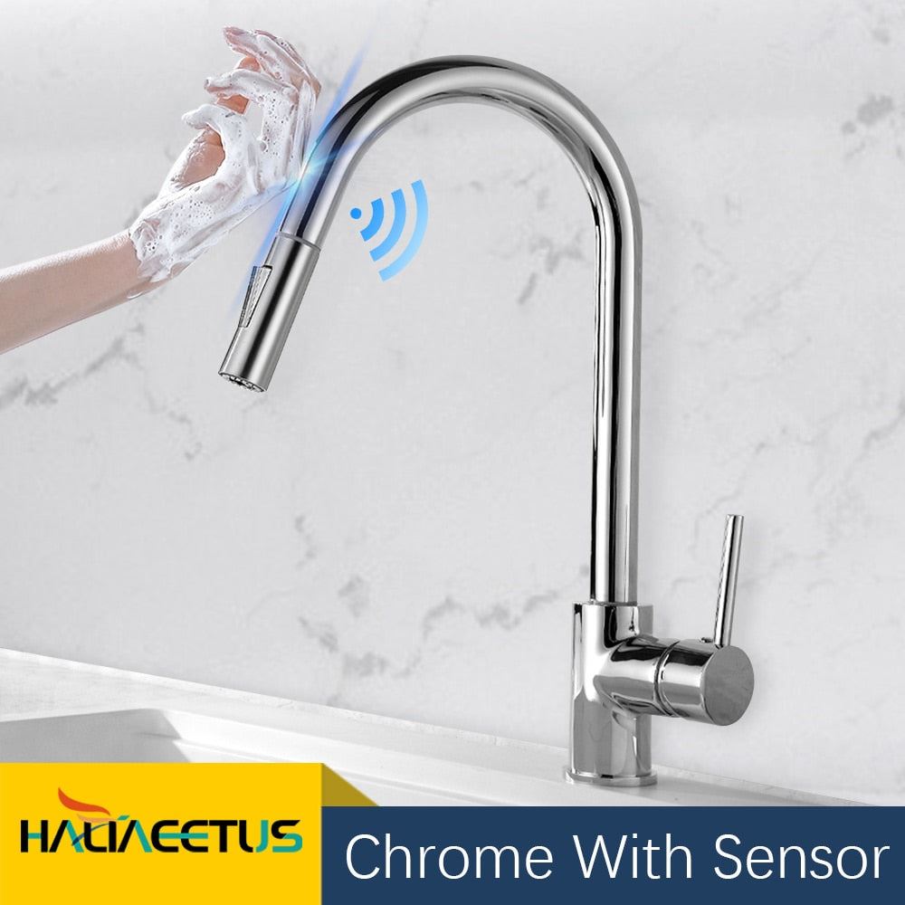 Kitchen Faucets Smart Sensor Pull-Out Hot and Cold Water Switch Mixer Tap Smart