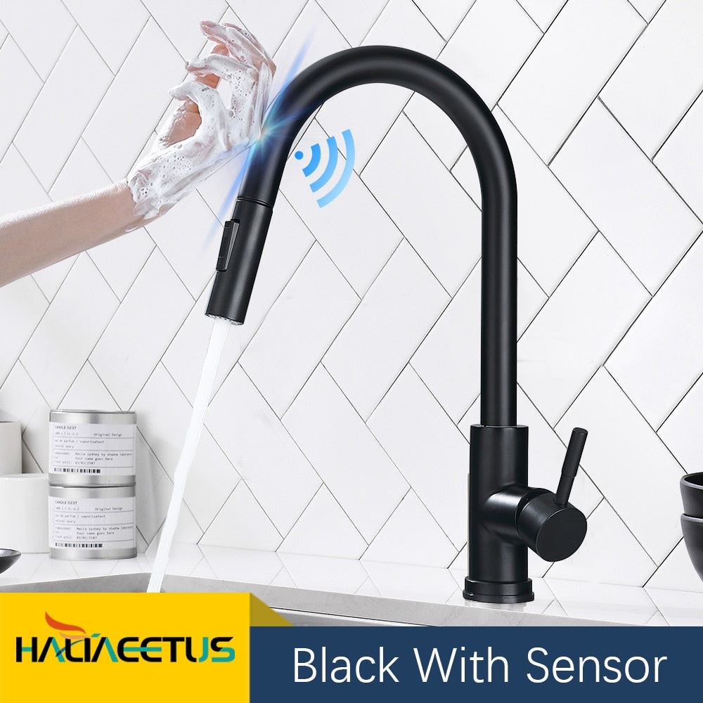 Kitchen Faucets Smart Sensor Pull-Out Hot and Cold Water Switch Mixer Tap Smart