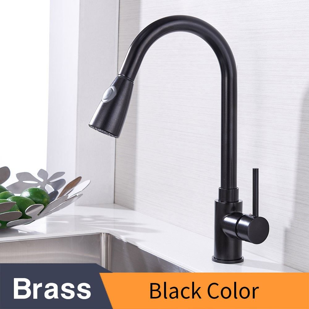 Kitchen Faucets Silver Single Handle Pull Out Kitchen Tap Single Hole Handle Swi