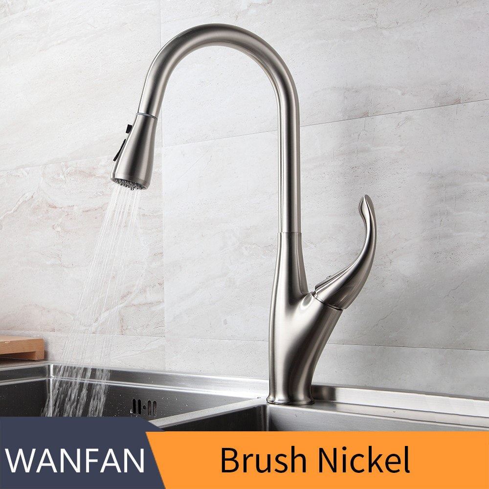 Kitchen Faucets Silver Single Handle Pull Out Kitchen Tap Single Hole Handle Swi