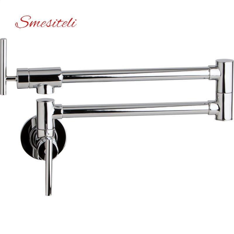 Kitchen Mixer Sink Tap Chrome Matte Black Brushed Nickel Wall Mounted Pot Filler