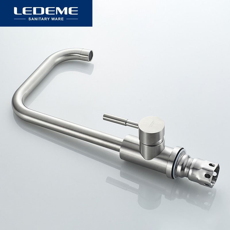LEDEME Kitchen Faucet Stainless Steel Single Handle Single Hole Tap Brushed Kitc