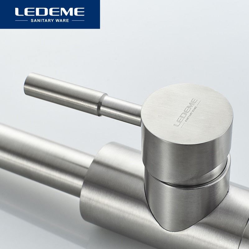 LEDEME Kitchen Faucet Stainless Steel Single Handle Single Hole Tap Brushed Kitc