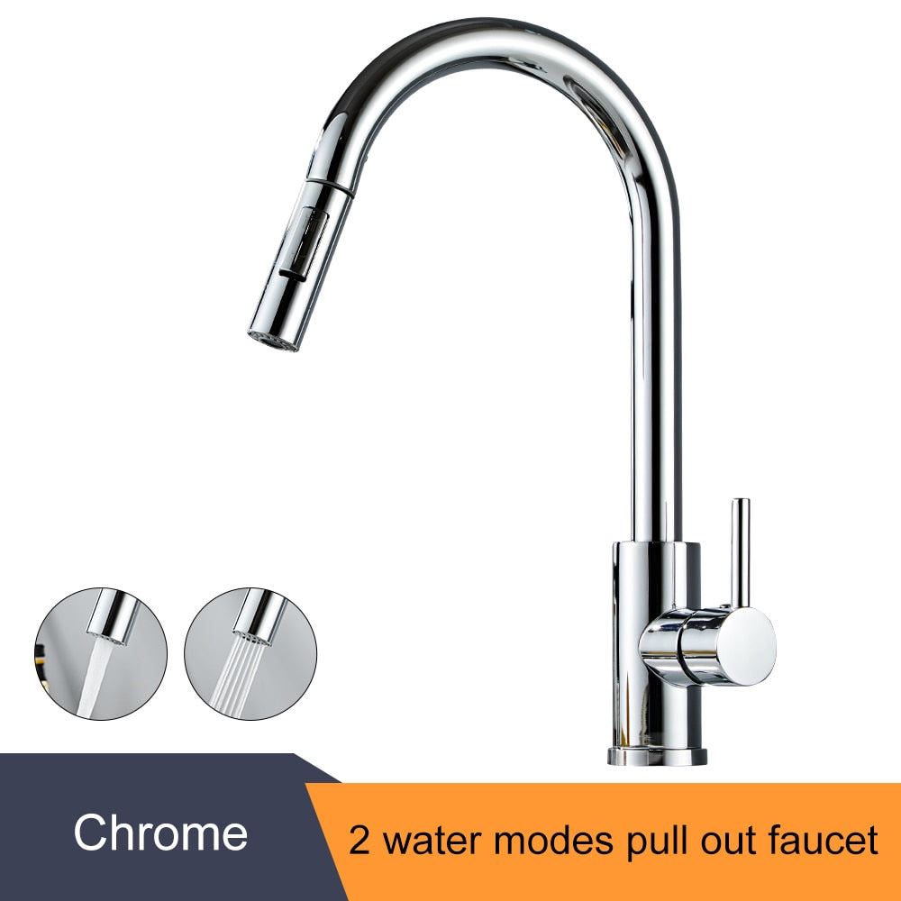 MOLI Smart Touchless Kitchen Faucets Crane Pull Out Chrome/Black Tap For Kitchen