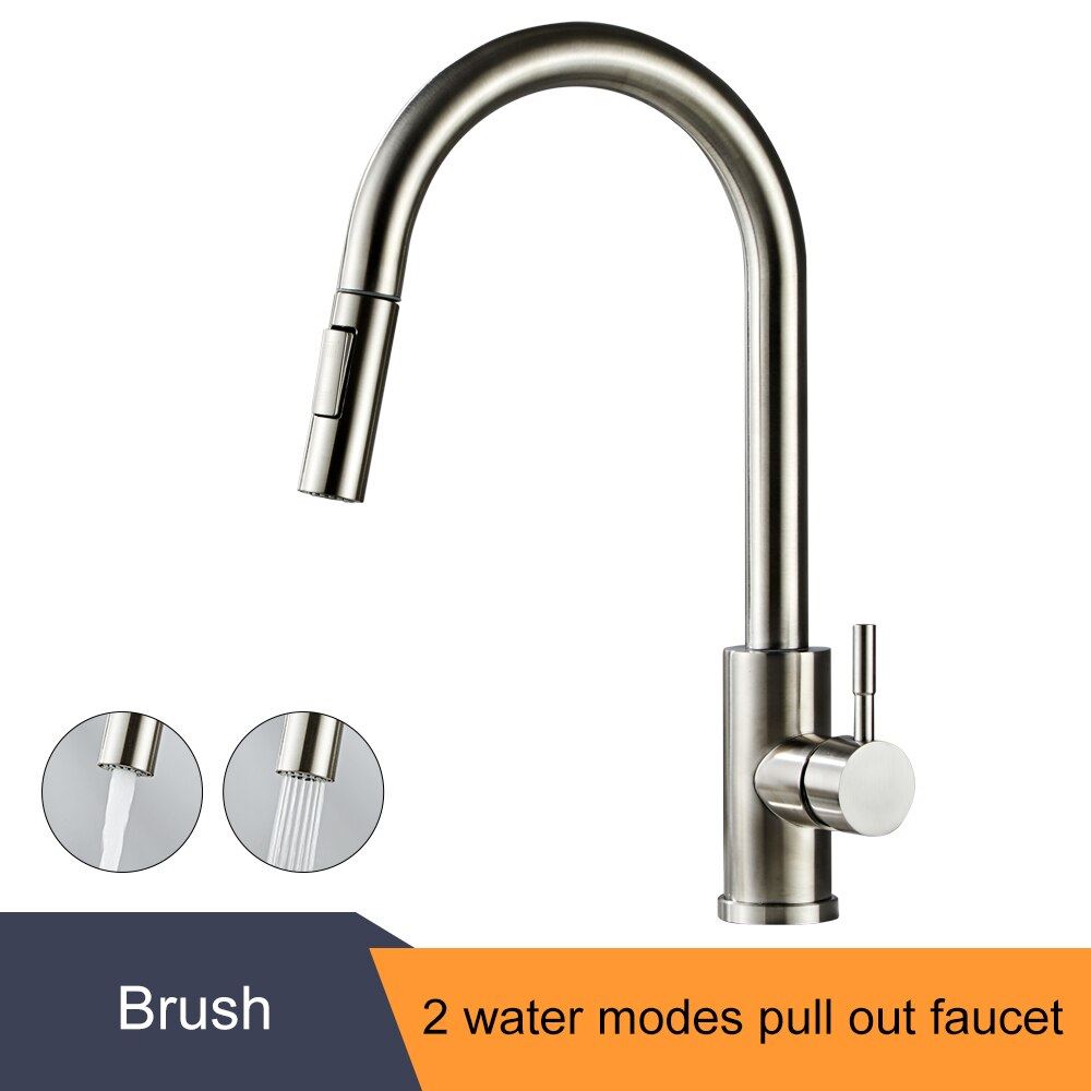 MOLI Smart Touchless Kitchen Faucets Crane Pull Out Chrome/Black Tap For Kitchen