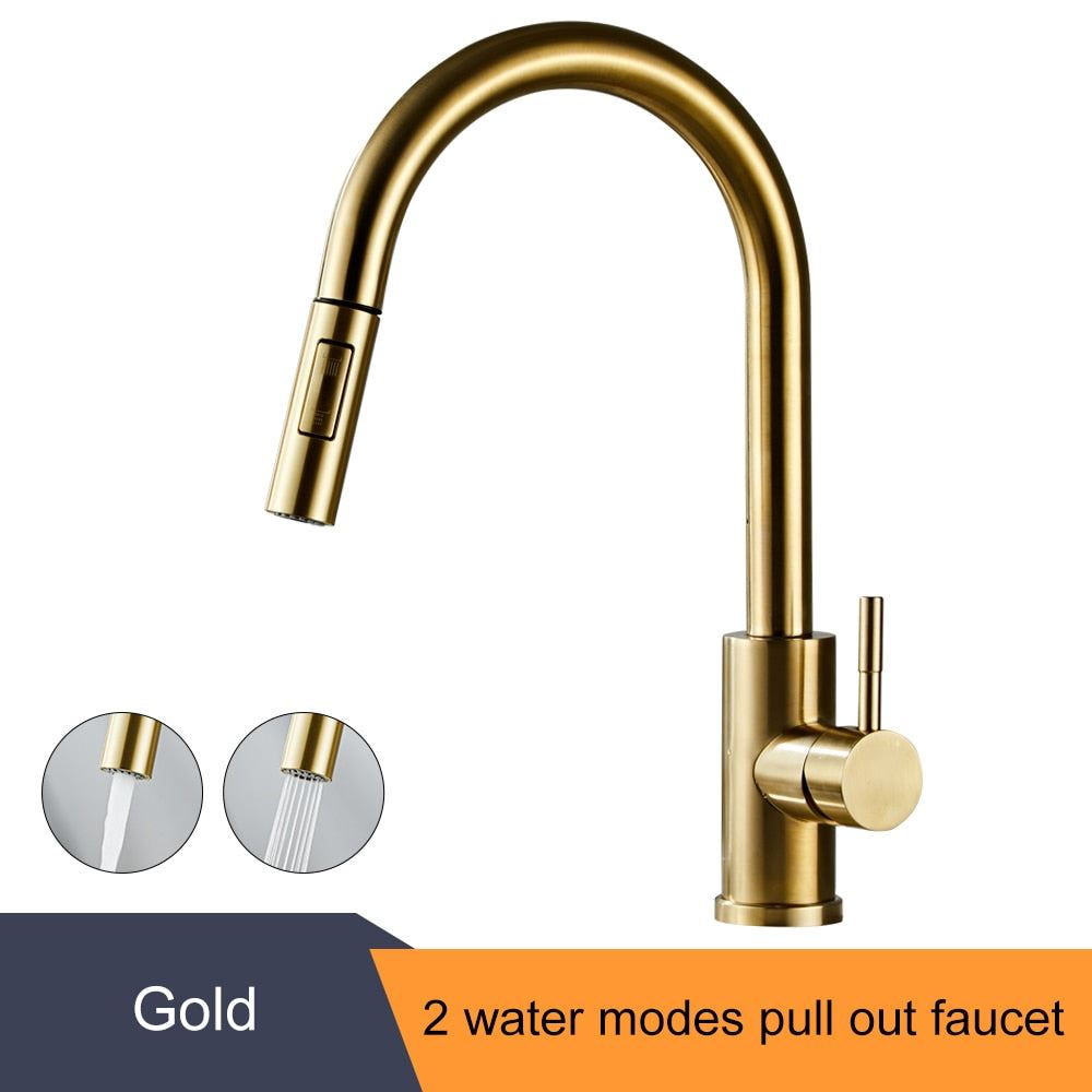 MOLI Smart Touchless Kitchen Faucets Crane Pull Out Chrome/Black Tap For Kitchen