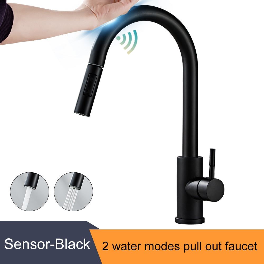 MOLI Smart Touchless Kitchen Faucets Crane Pull Out Chrome/Black Tap For Kitchen