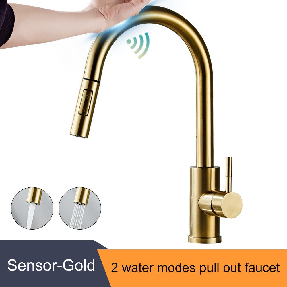 MOLI Smart Touchless Kitchen Faucets Crane Pull Out Chrome/Black Tap For Kitchen