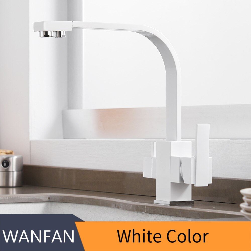 Kitchen Faucets Deck Mounted Mixer Tap 360 Degree Rotation with Water Purificati