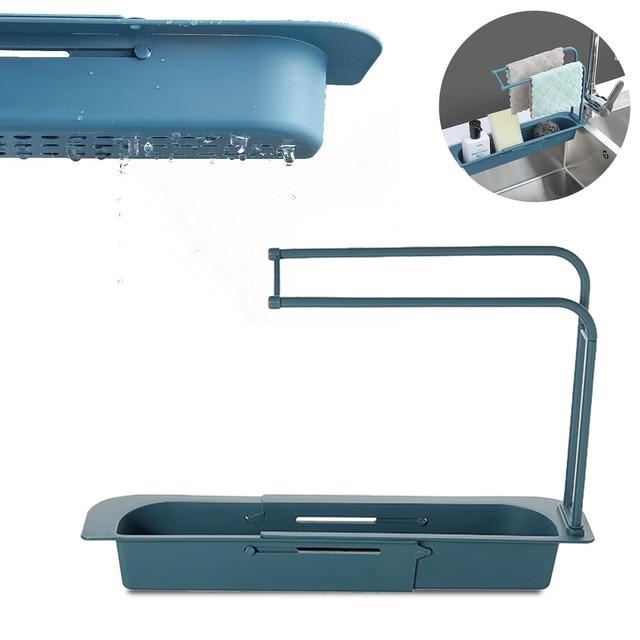 New Telescopic Sink Rack Holder Expandable Storage Drain Basket Kitchen Househol