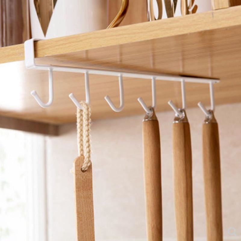 Kitchen Storage Rack Cupboard Shelf Hanging Hook Organizer Closet Clothes Glass