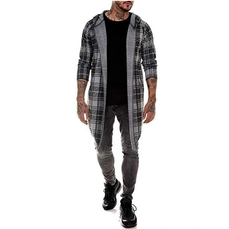 long coat men gothic trench coat men cardigan slim long cloak hooded Knitted pla