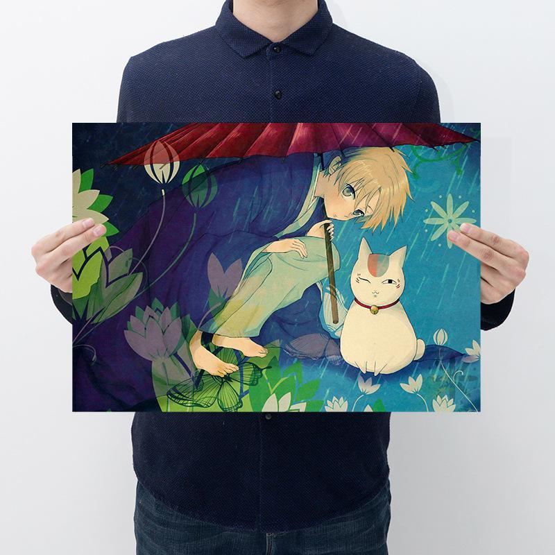 Wall Sticker Picture Anime Natsume Friends Account Kraft Paper Retro Poster Home