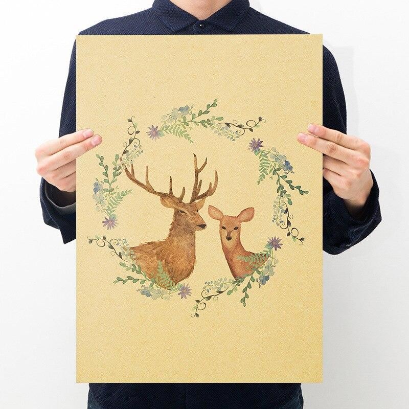 Nordic style fawn kraft paper poster home decoration painting wall sticker room