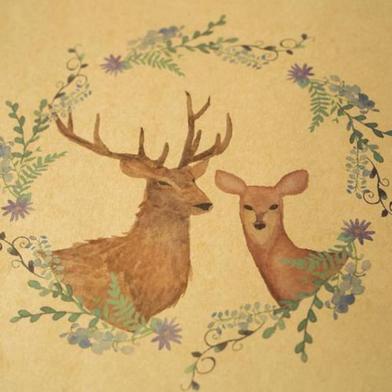 Nordic style fawn kraft paper poster home decoration painting wall sticker room