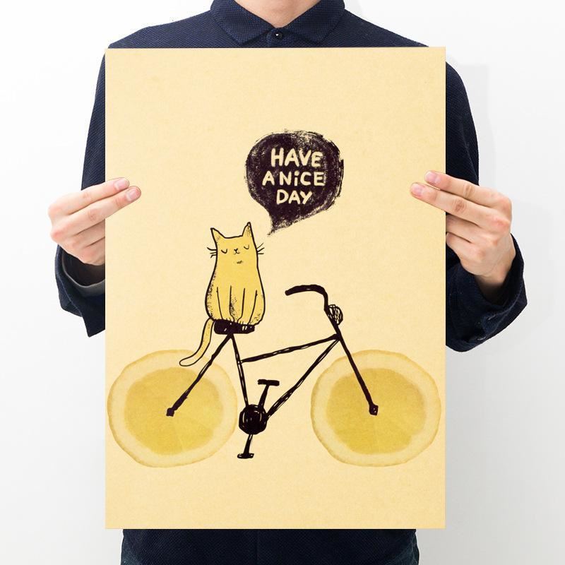 Nordic style have a nice day retro kraft paper poster room bar cafe restaurant d