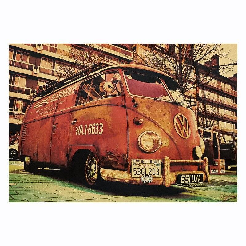 Room decoration retro car kraft paper poster bar cafe restaurant decoration pain