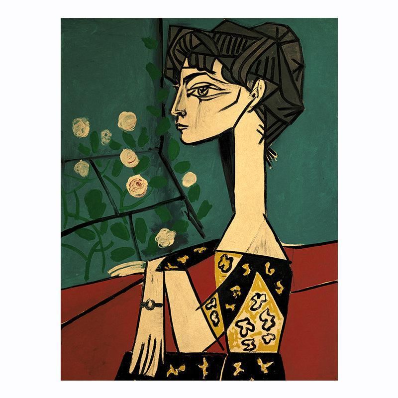 Picasso Jacqueline and flowers poster decoration painting retro wall stickers ba