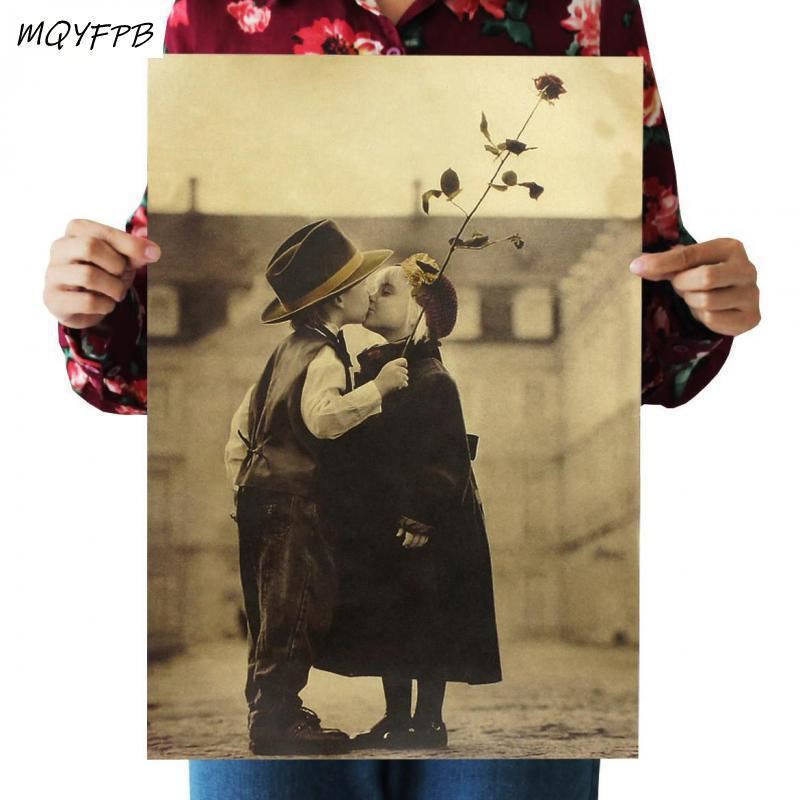 Beautiful childhood nostalgic retro kraft paper poster home decoration painting