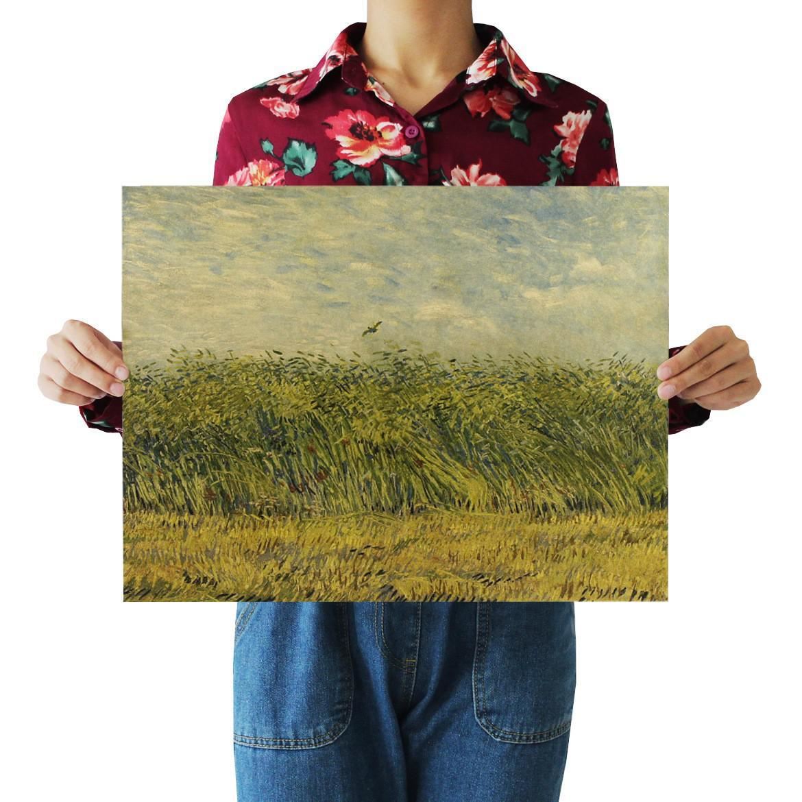 Van Gogh's Famous Wheat Lark Kraft Paper Poster Home Room Bedroom Wall Decoratio