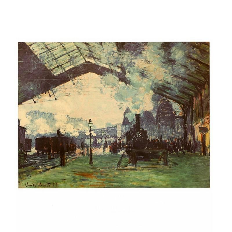 Monet oil Painting Railway Station Kraft Paper Poster Home Decoration Wall Print