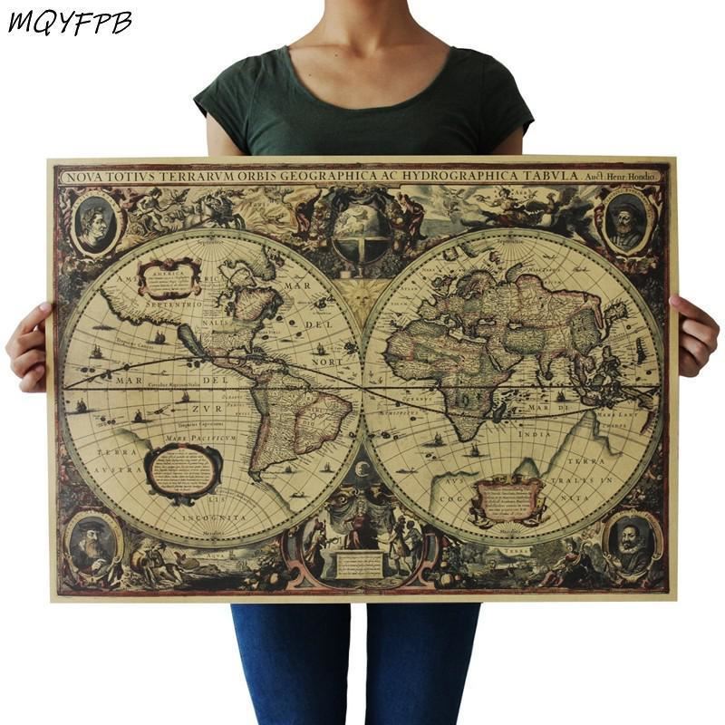 Old Nautical chart kraft Large size paper poster home decoration wall sticker