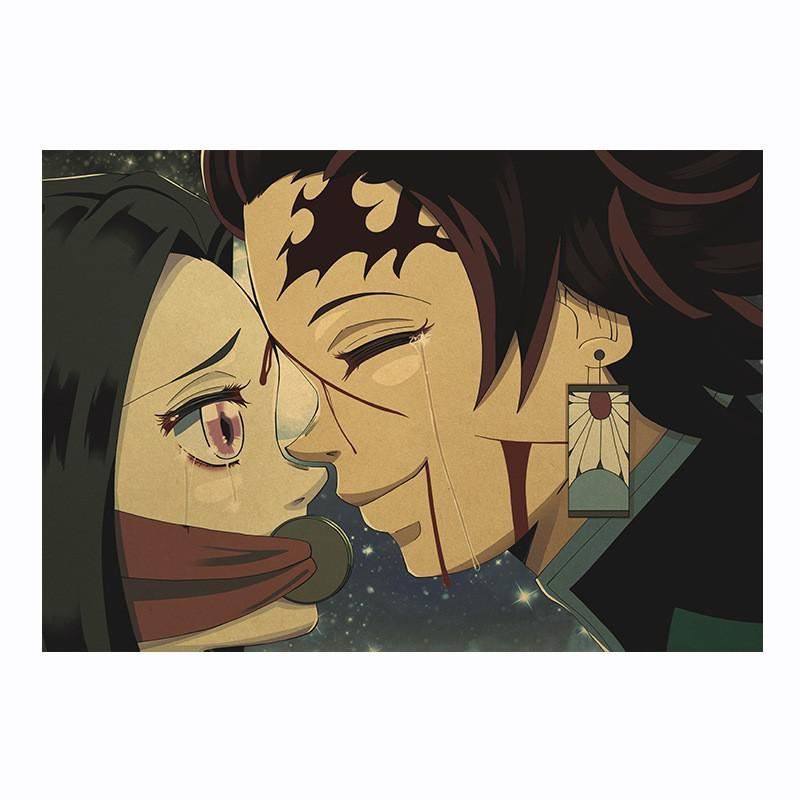 Anime Demon Slayer Kraft Paper Poster Home Bedroom Wall Decoration Painting Cor
