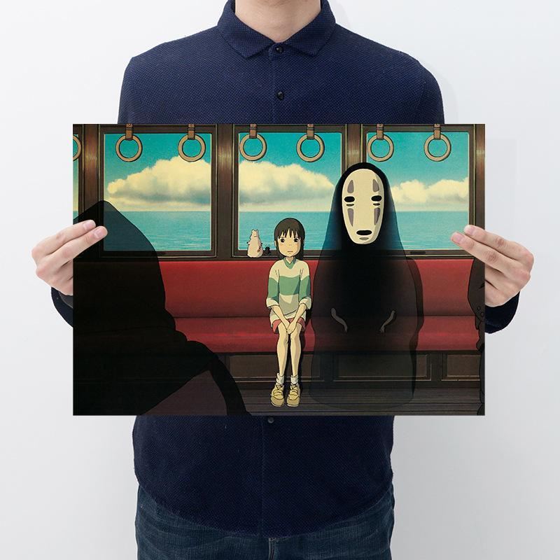Room decoration anime movie Chihiro Miyazaki poster kraft paper cafe bar retro d