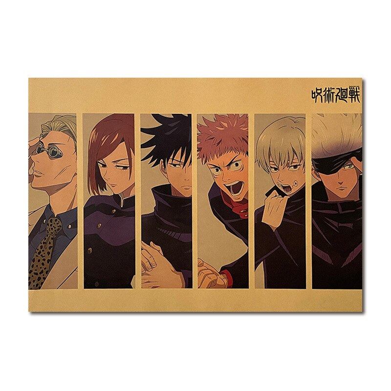 Jujutsu Kaisen Anime  A Collection Of Characters Kraft Paper Poster Home Decor Print