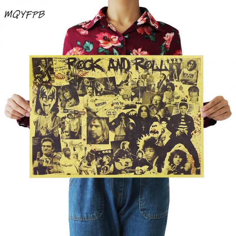 Rock music singer collection kraft paper poster wall stickers home decoration pa