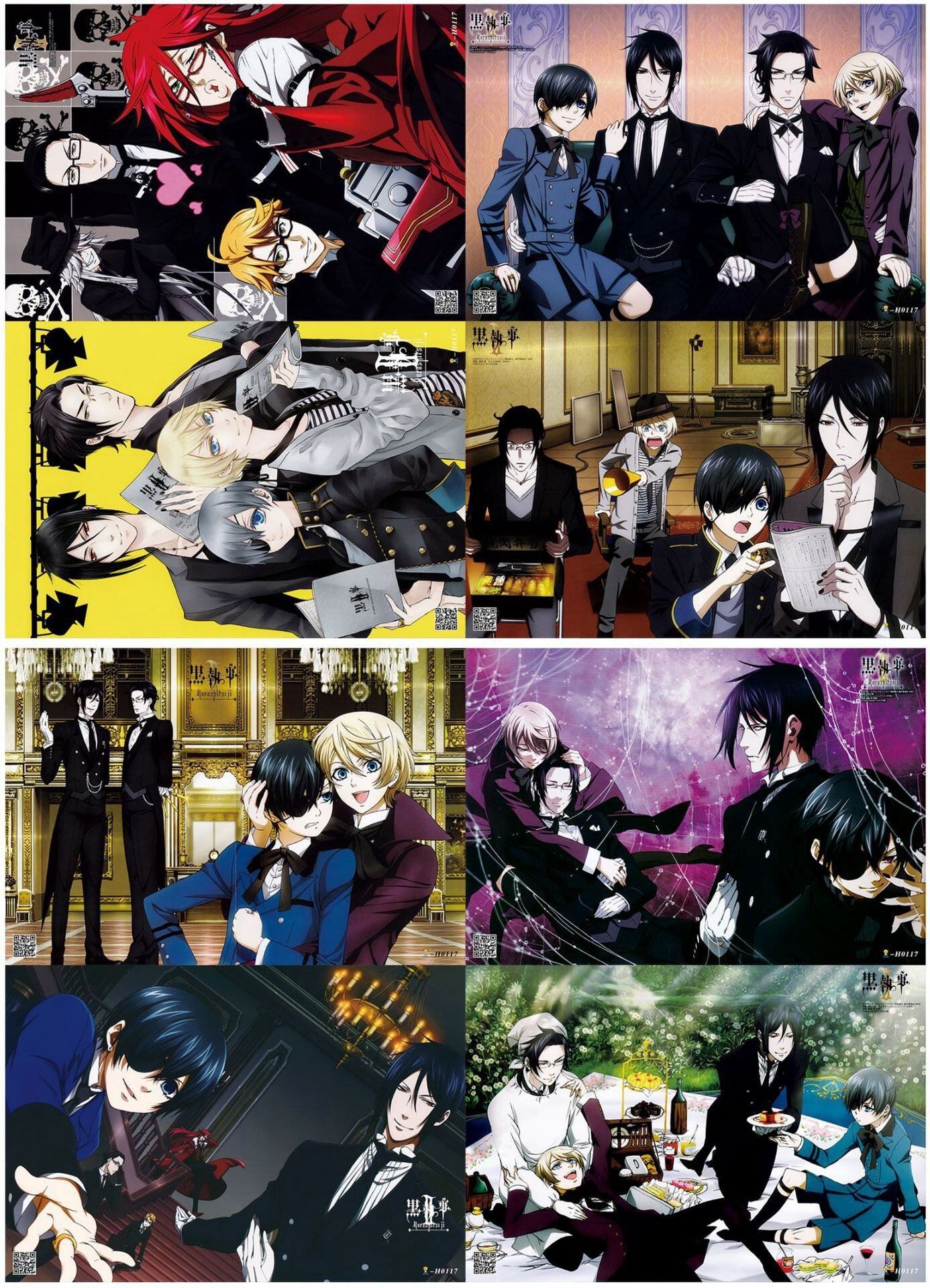 Set of Eight Sheets Anime Black Butler Poster Home Room Wall Decoration Painting