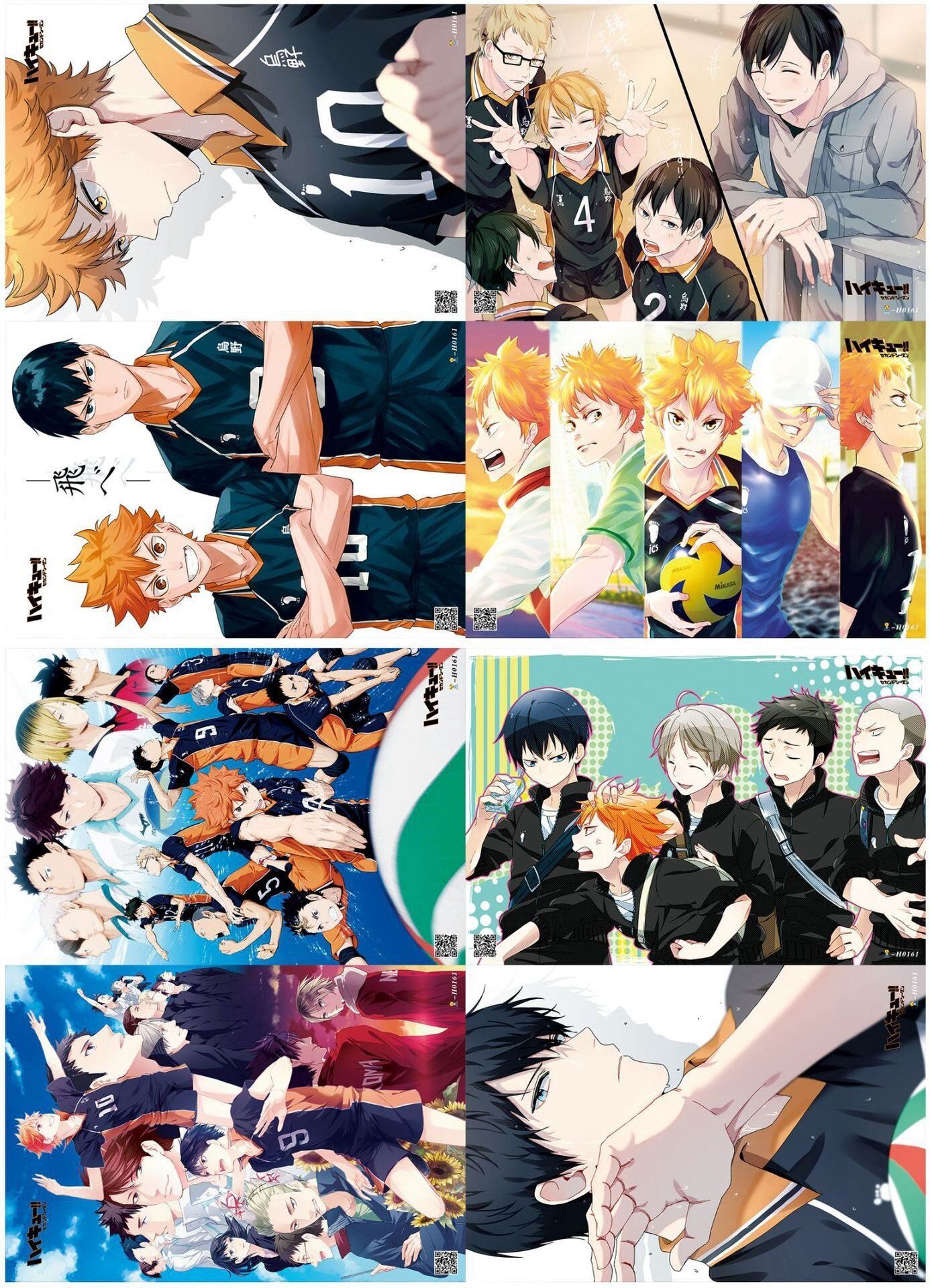 Set of Eight Sheets Anime Haikyuu!! Poster Home Room Wall Poster Set 8 Pack