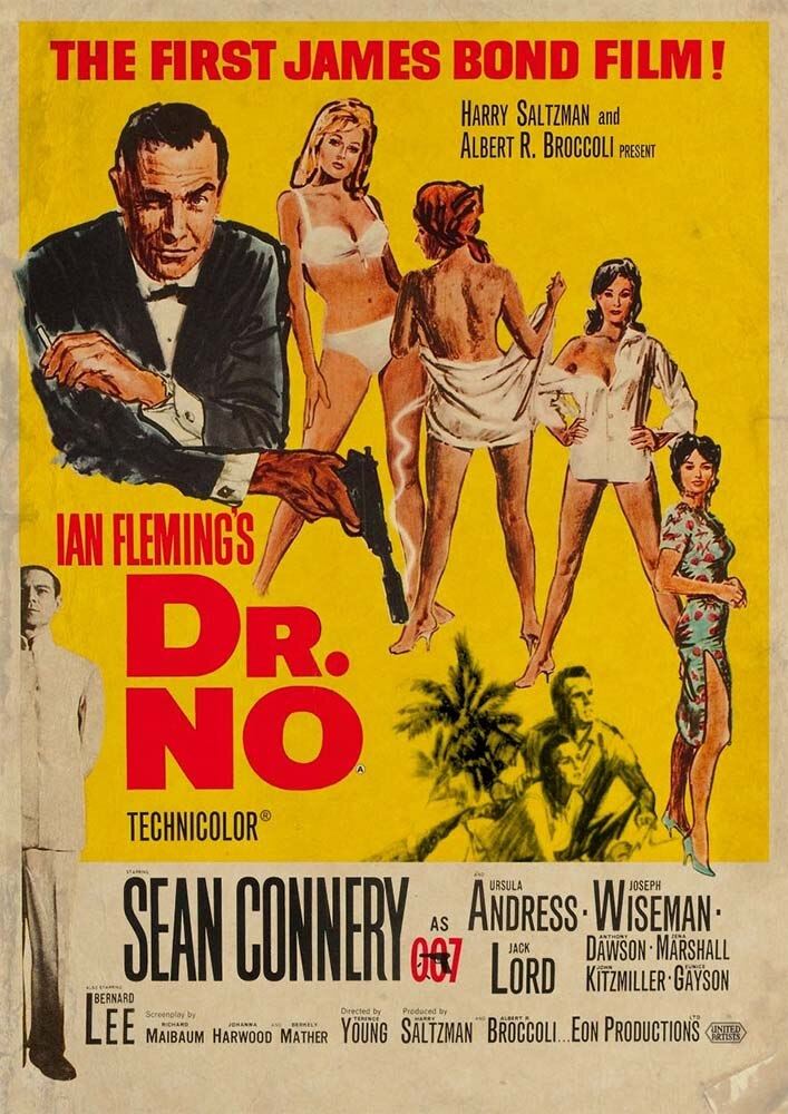 Movie Classic Retro Poster Home Decoration Painting Print 12x16in 007 Movie Series