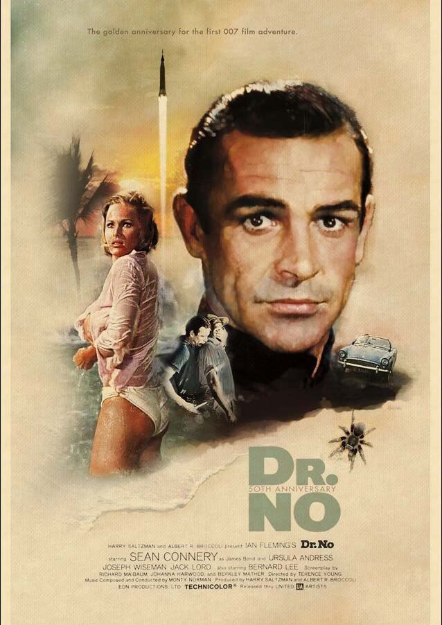 Movie Classic Retro Poster Home Decoration Painting Print 12x16in 007 Movie Series