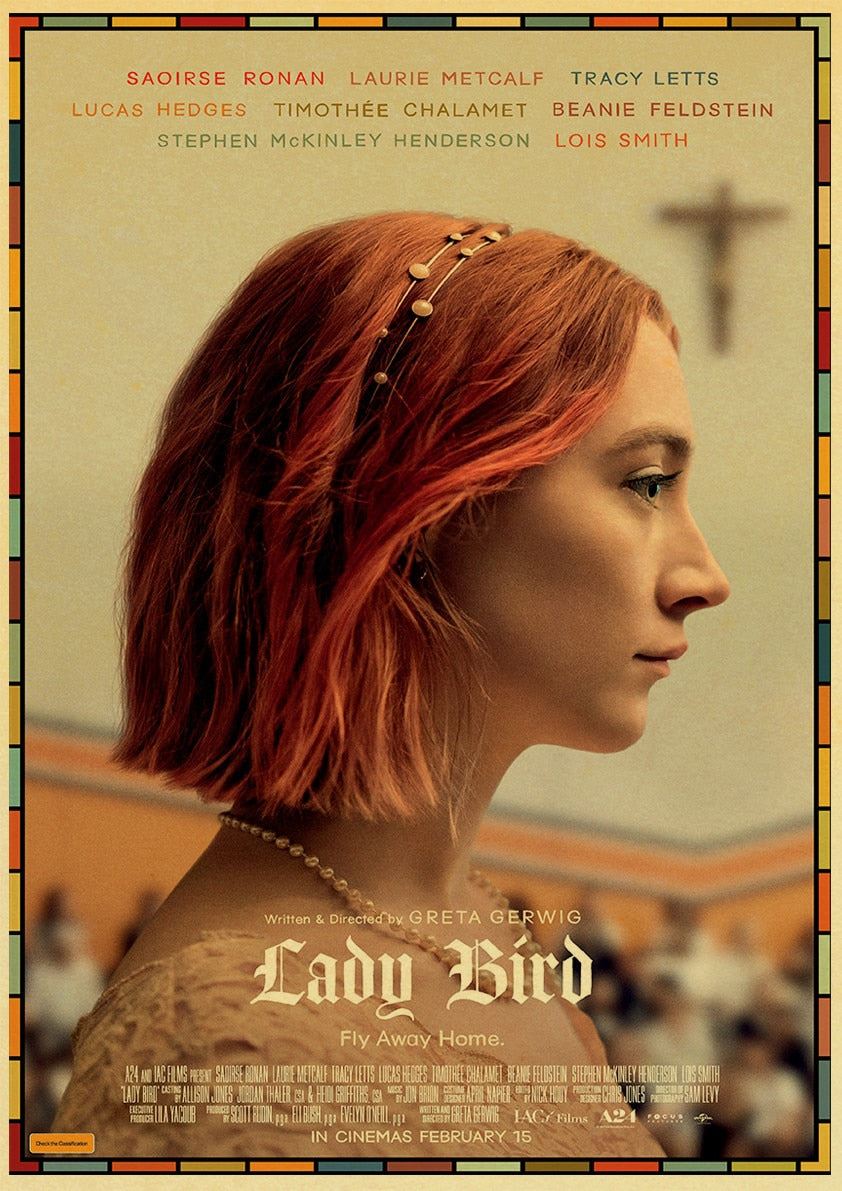 Lady Bird Movie Poster Greta-Gerwig-Film-Saoirse-Rona Vintage Posters and Prints 12x16