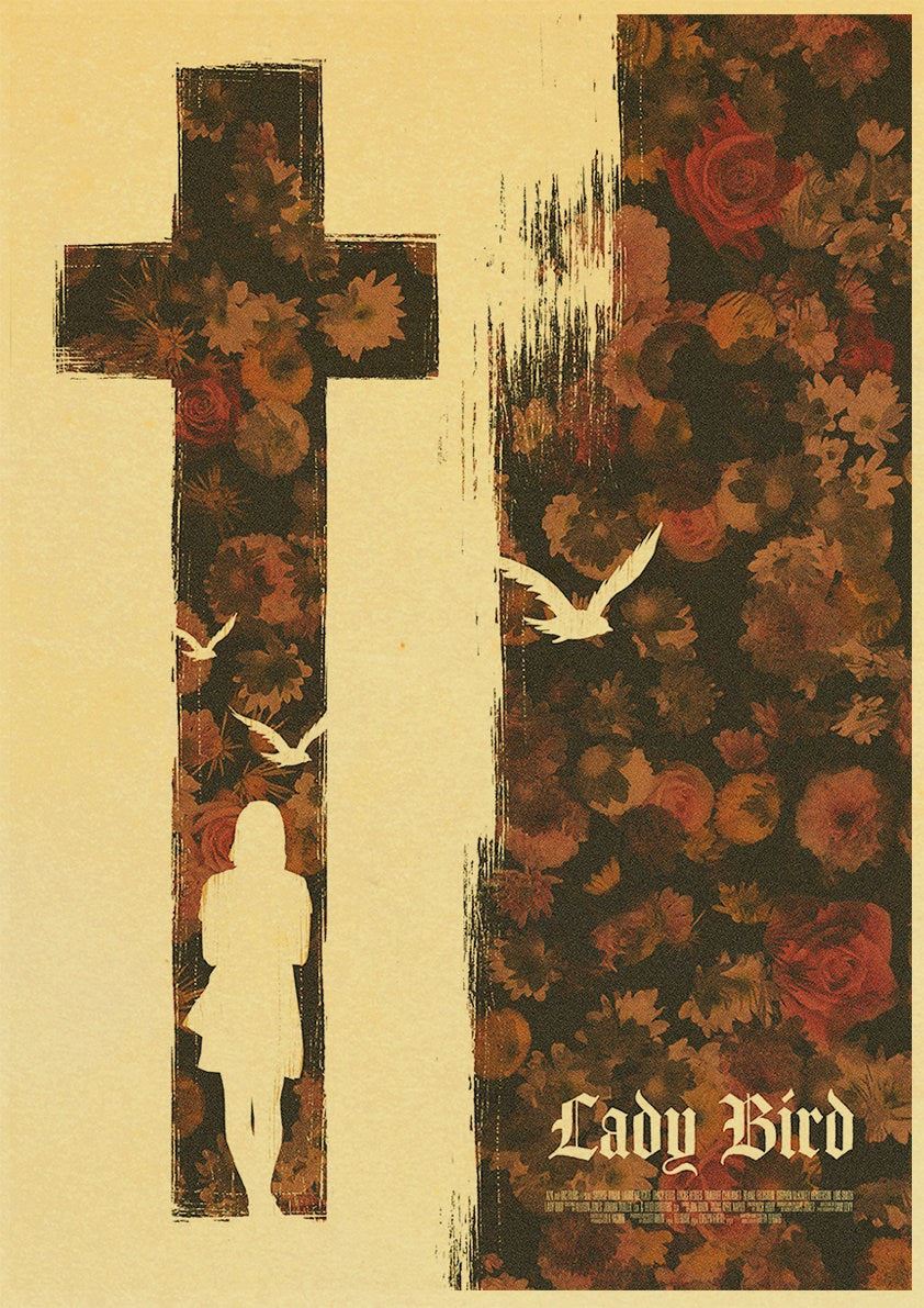 Lady Bird Movie Poster Greta-Gerwig-Film-Saoirse-Rona Vintage Posters and Prints 12x16