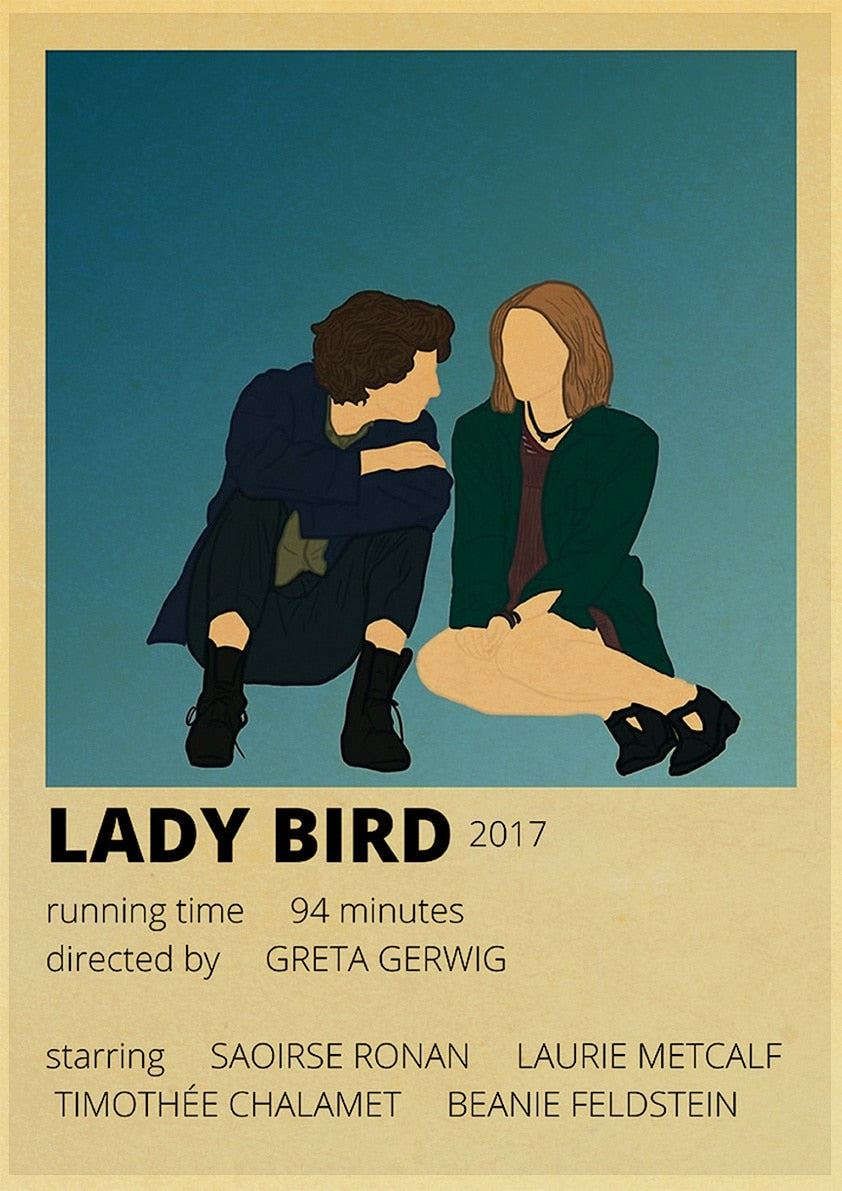Lady Bird Movie Poster Greta-Gerwig-Film-Saoirse-Rona Vintage Posters and Prints 12x16