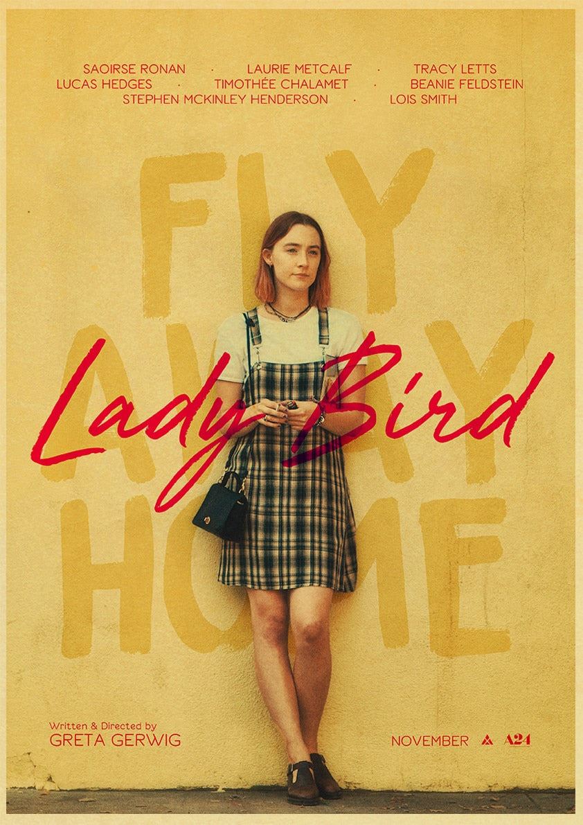 Lady Bird Movie Poster Greta-Gerwig-Film-Saoirse-Rona Vintage Posters and Prints 12x16