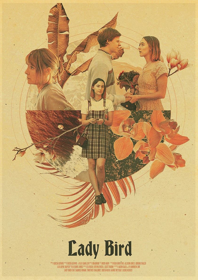 Lady Bird Movie Poster Greta-Gerwig-Film-Saoirse-Rona Vintage Posters and Prints 12x16