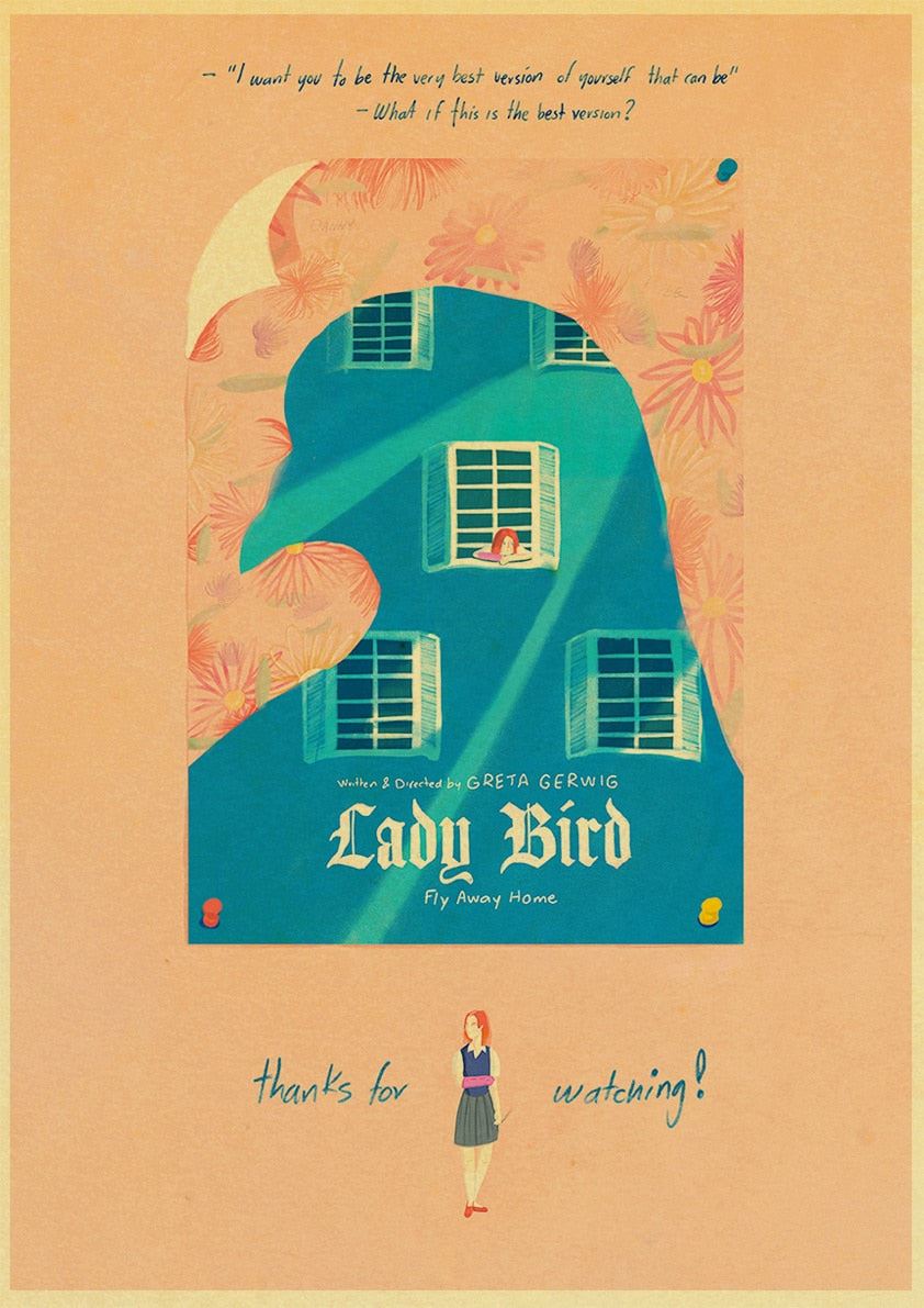 Lady Bird Movie Poster Greta-Gerwig-Film-Saoirse-Rona Vintage Posters and Prints 12x16