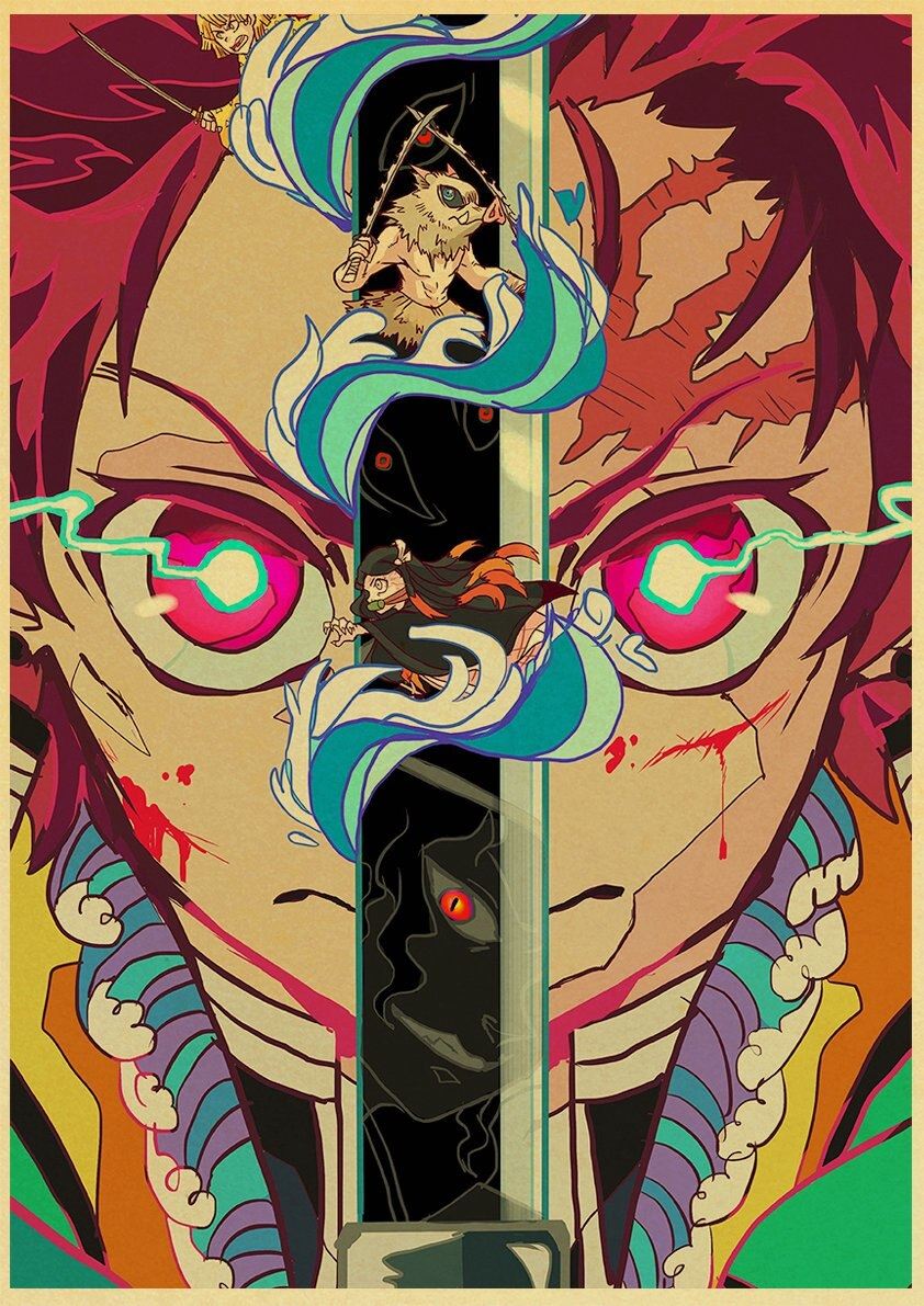 Vintage Japanese Posters Demon Slayer Kimetsu no Yaiba For Home Decor Craft Paper 12x16
