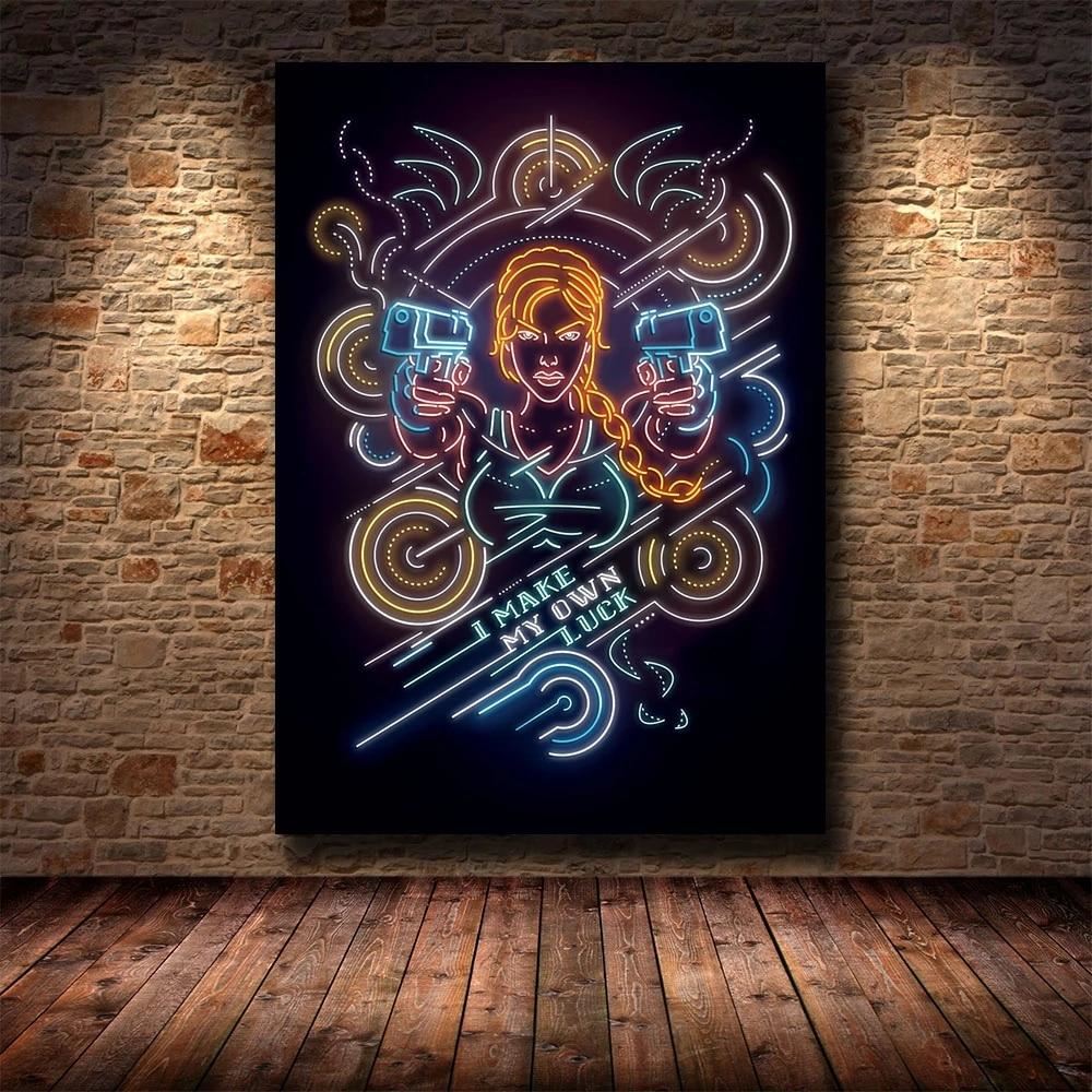 Nordic Poster Tomb Raider Lara Croft Anime Prints Canvas Painting Wall Art Print