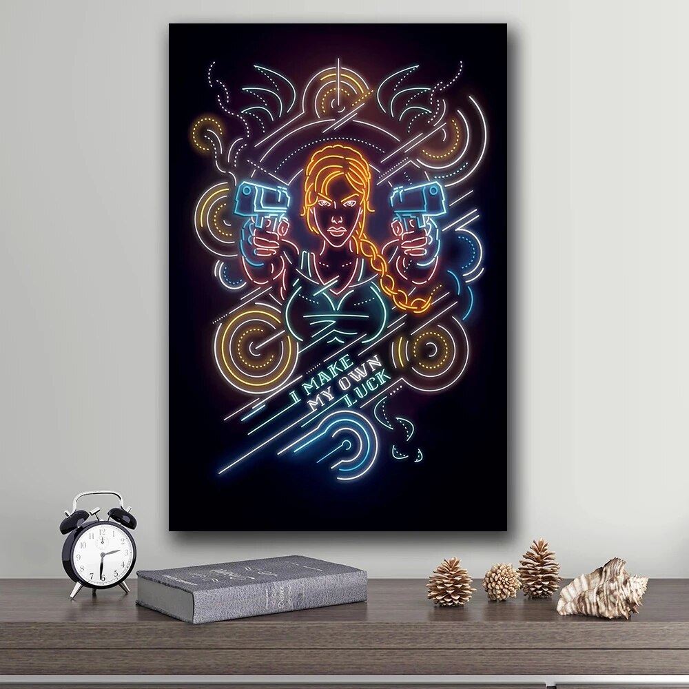 Nordic Poster Tomb Raider Lara Croft Anime Prints Canvas Painting Wall Art Print 12x16