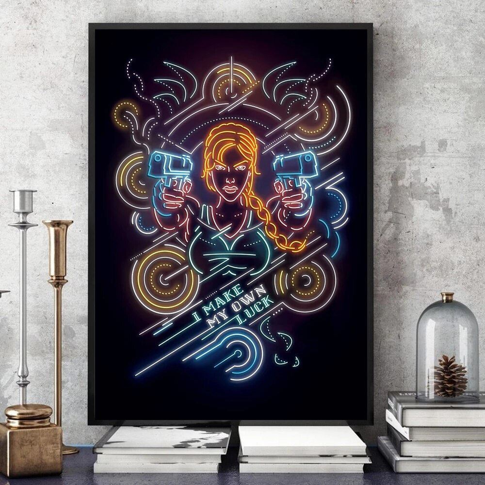 Nordic Poster Tomb Raider Lara Croft Anime Prints Canvas Painting Wall Art Print 12x16